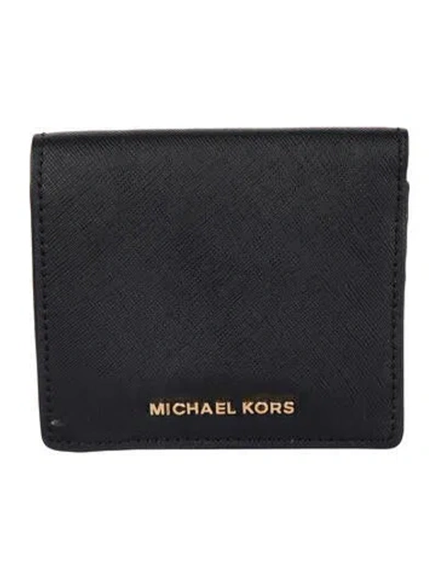 Pre-owned Michael Kors Saffiano Leather Bifold Wallet In Black