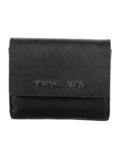 Pre-owned Michael Kors Saffiano Leather Bifold Wallet In Black