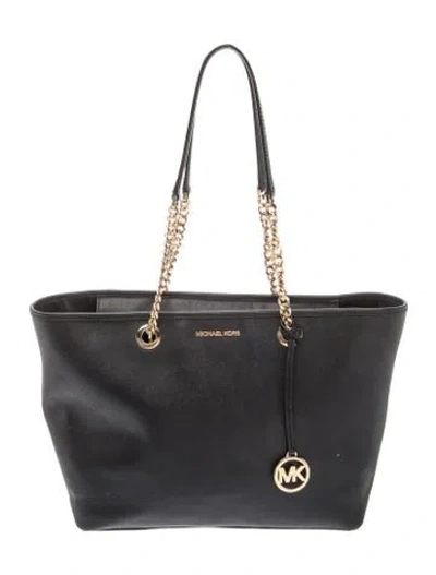 Pre-owned Michael Kors Saffiano Leather Bucket Bag In Black