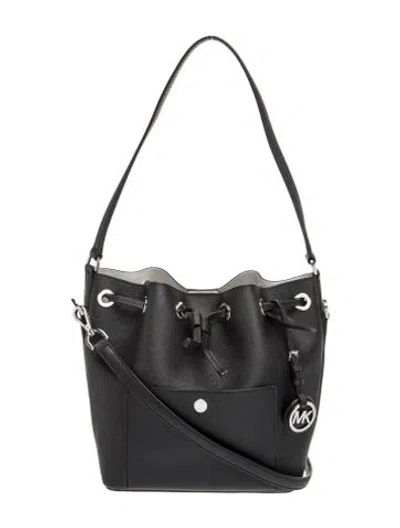 Pre-owned Michael Kors Saffiano Leather Bucket Bag In Black