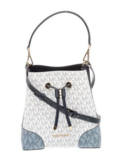 Pre-owned Michael Kors Saffiano Leather Bucket Bag In Blue