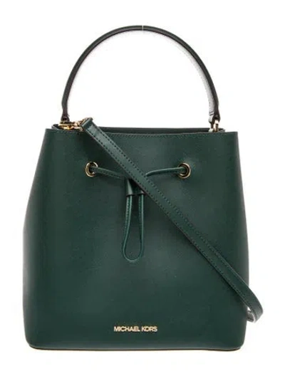 Pre-owned Michael Kors Saffiano Leather Bucket Bag In Green