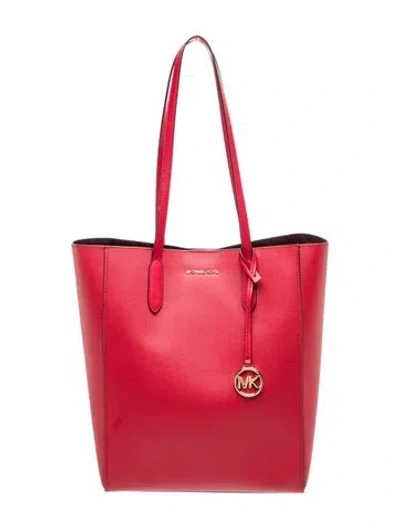 Pre-owned Michael Kors Saffiano Leather Bucket Bag In Red
