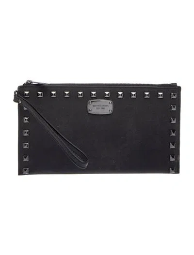 Pre-owned Michael Kors Saffiano Leather Clutch In Black