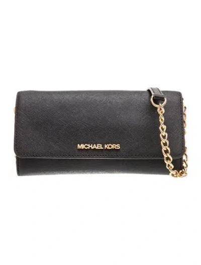 Pre-owned Michael Kors Saffiano Leather Clutch In Black
