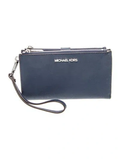 Pre-owned Michael Kors Saffiano Leather Clutch In Blue