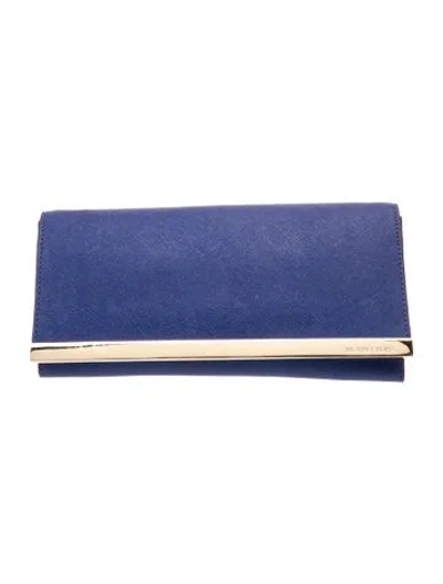 Pre-owned Michael Kors Saffiano Leather Clutch In Blue
