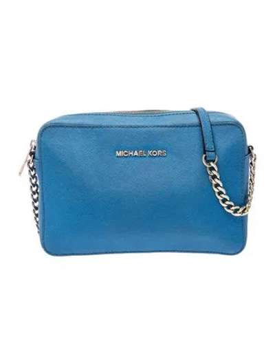 Pre-owned Michael Kors Saffiano Leather Clutch In Blue