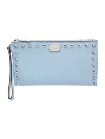 Pre-owned Michael Kors Saffiano Leather Clutch In Blue