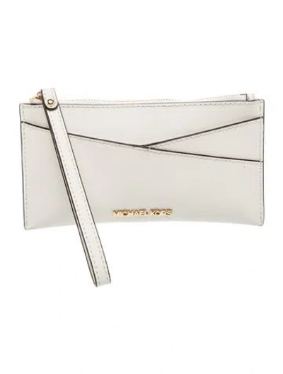 Pre-owned Michael Kors Saffiano Leather Clutch In White