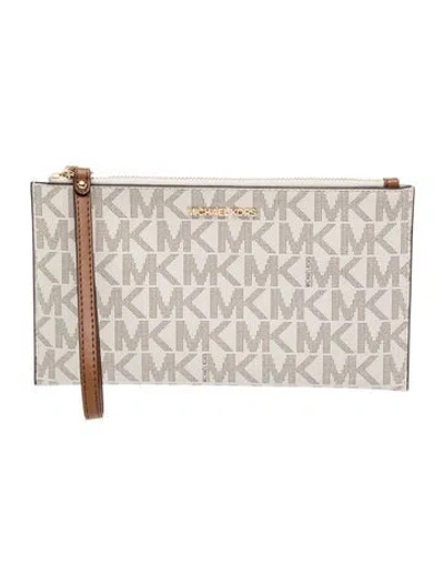 Pre-owned Michael Kors Saffiano Leather Clutch In White