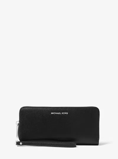 Michael Kors Saffiano Leather Continental Wallet In Black