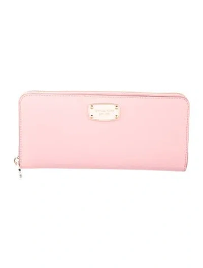 Pre-owned Michael Kors Saffiano Leather Continental Wallet In Pink