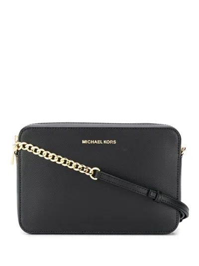 Michael Kors Saffiano Leather Crossbody Bag In Black