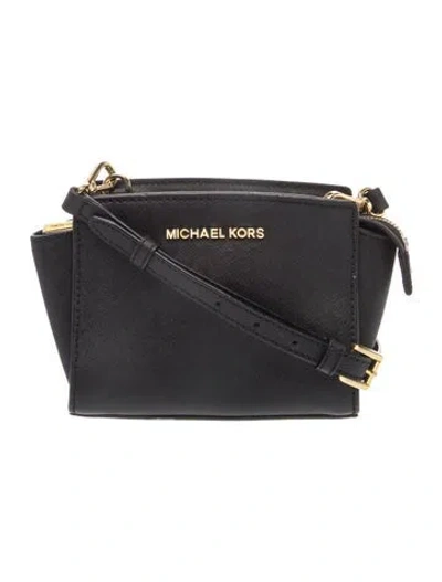 Pre-owned Michael Kors Saffiano Leather Crossbody Bag In Black