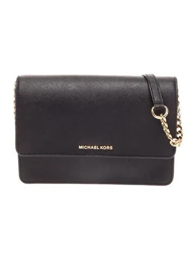 Pre-owned Michael Kors Saffiano Leather Crossbody Bag In Black