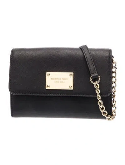 Pre-owned Michael Kors Saffiano Leather Crossbody Bag In Black