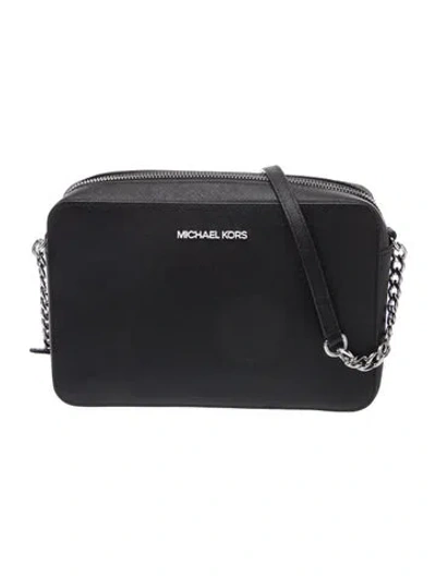 Pre-owned Michael Kors Saffiano Leather Crossbody Bag In Black
