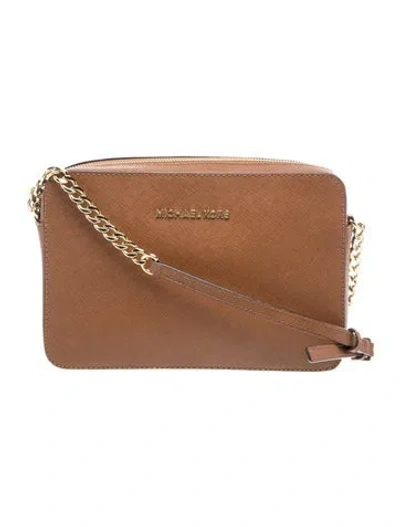 Pre-owned Michael Kors Saffiano Leather Crossbody Bag In Brown