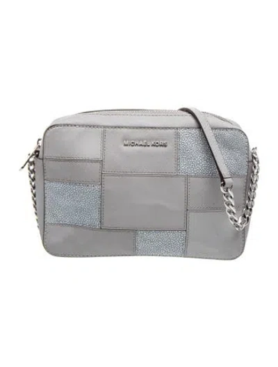 Pre-owned Michael Kors Saffiano Leather Crossbody Bag In Gray