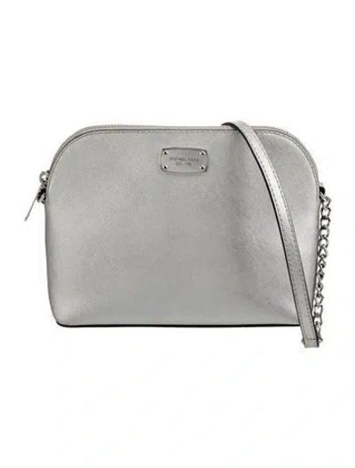 Pre-owned Michael Kors Saffiano Leather Crossbody Bag In Gray
