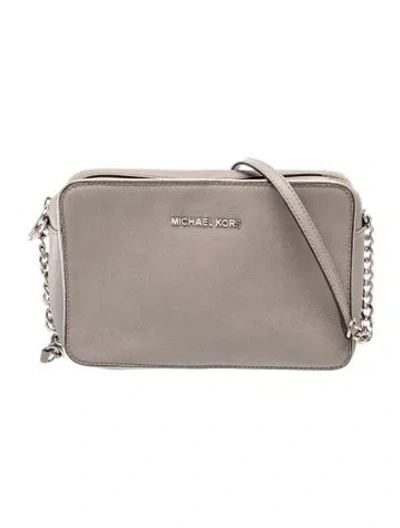 Pre-owned Michael Kors Saffiano Leather Crossbody Bag In Gray