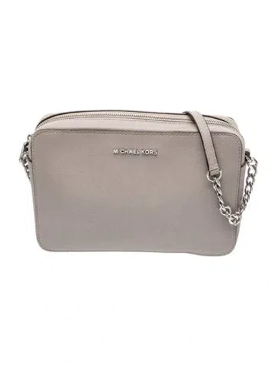 Pre-owned Michael Kors Saffiano Leather Crossbody Bag In Gray