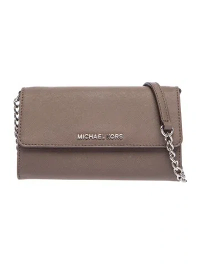 Pre-owned Michael Kors Saffiano Leather Crossbody Bag In Neutral