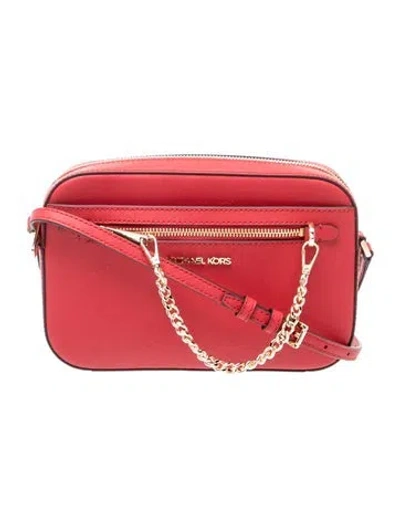 Pre-owned Michael Kors Saffiano Leather Crossbody Bag In Red
