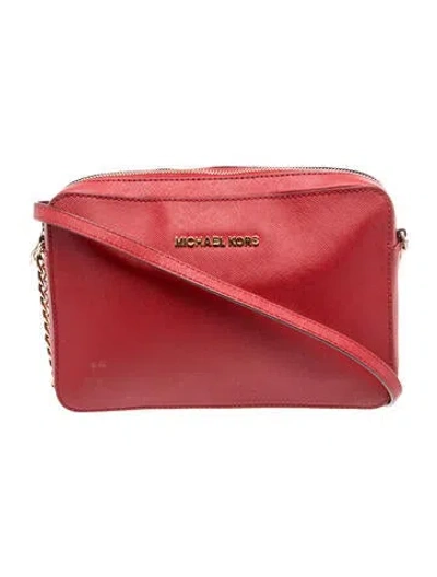 Pre-owned Michael Kors Saffiano Leather Crossbody Bag In Red
