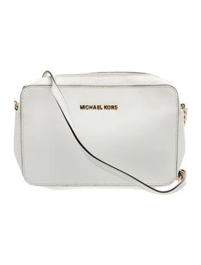 Pre-owned Michael Kors Saffiano Leather Crossbody Bag In White