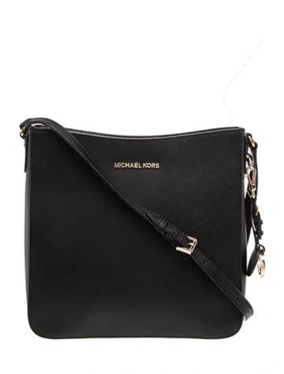 Pre-owned Michael Kors Saffiano Leather Messenger Bag In Black