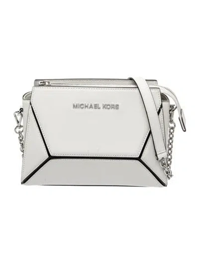 Pre-owned Michael Kors Saffiano Leather Minaudière In White