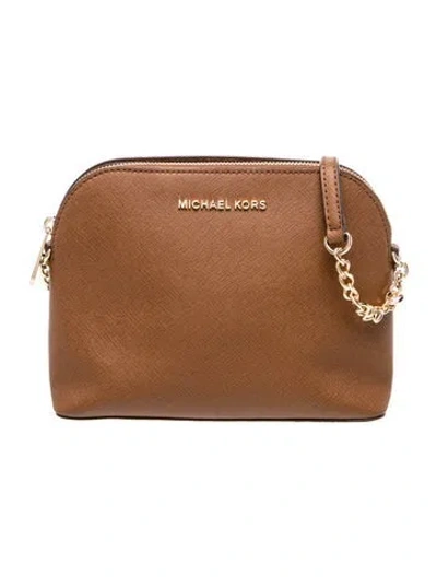 Pre-owned Michael Kors Saffiano Leather Portfolio In Brown