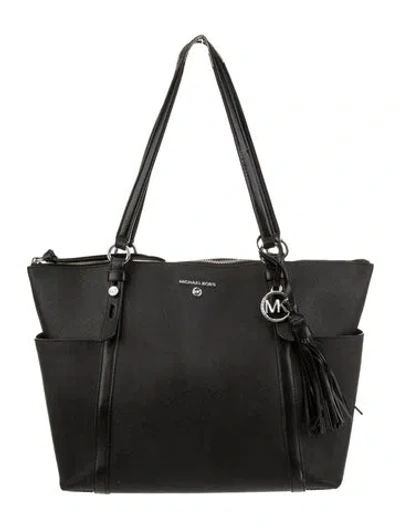 Pre-owned Michael Kors Saffiano Leather Shoulder Bag In Black