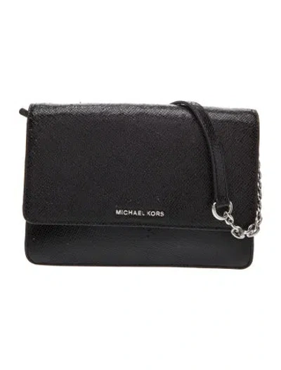 Pre-owned Michael Kors Saffiano Leather Shoulder Bag In Black