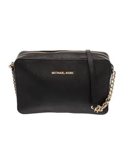 Pre-owned Michael Kors Saffiano Leather Shoulder Bag In Black