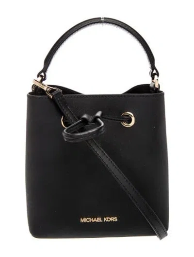 Pre-owned Michael Kors Saffiano Leather Shoulder Bag In Black