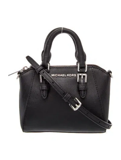 Pre-owned Michael Kors Saffiano Leather Shoulder Bag In Black
