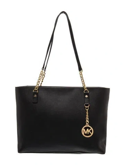 Pre-owned Michael Kors Saffiano Leather Shoulder Bag In Black