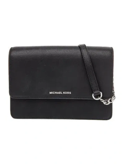Pre-owned Michael Kors Saffiano Leather Shoulder Bag In Black