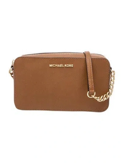 Pre-owned Michael Kors Saffiano Leather Shoulder Bag In Brown