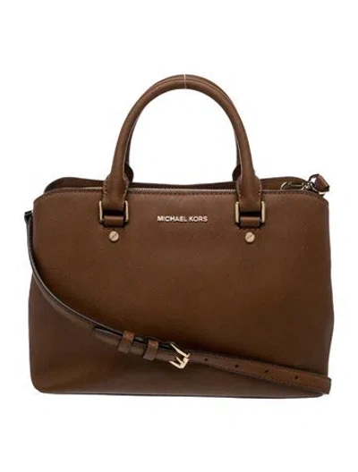 Pre-owned Michael Kors Saffiano Leather Shoulder Bag In Brown