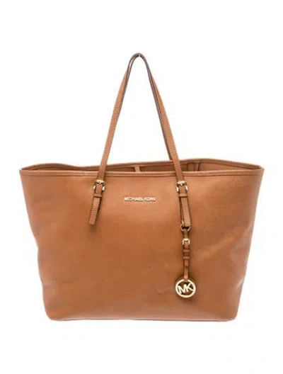 Pre-owned Michael Kors Saffiano Leather Shoulder Bag In Brown