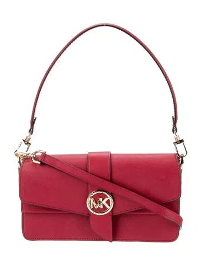 Pre-owned Michael Kors Saffiano Leather Shoulder Bag In Burgundy