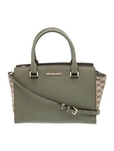 Pre-owned Michael Kors Saffiano Leather Shoulder Bag In Gray