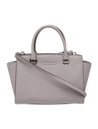 Pre-owned Michael Kors Saffiano Leather Shoulder Bag In Gray