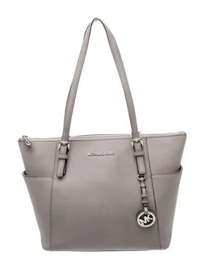 Pre-owned Michael Kors Saffiano Leather Shoulder Bag In Gray