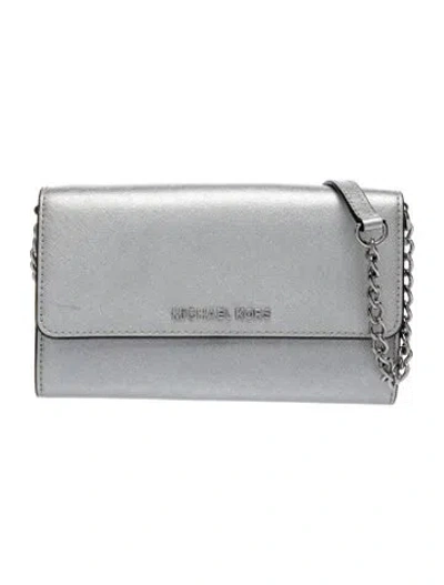 Pre-owned Michael Kors Saffiano Leather Shoulder Bag In Gray