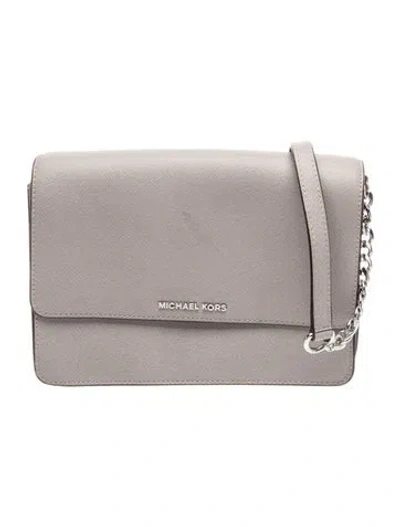 Pre-owned Michael Kors Saffiano Leather Shoulder Bag In Gray